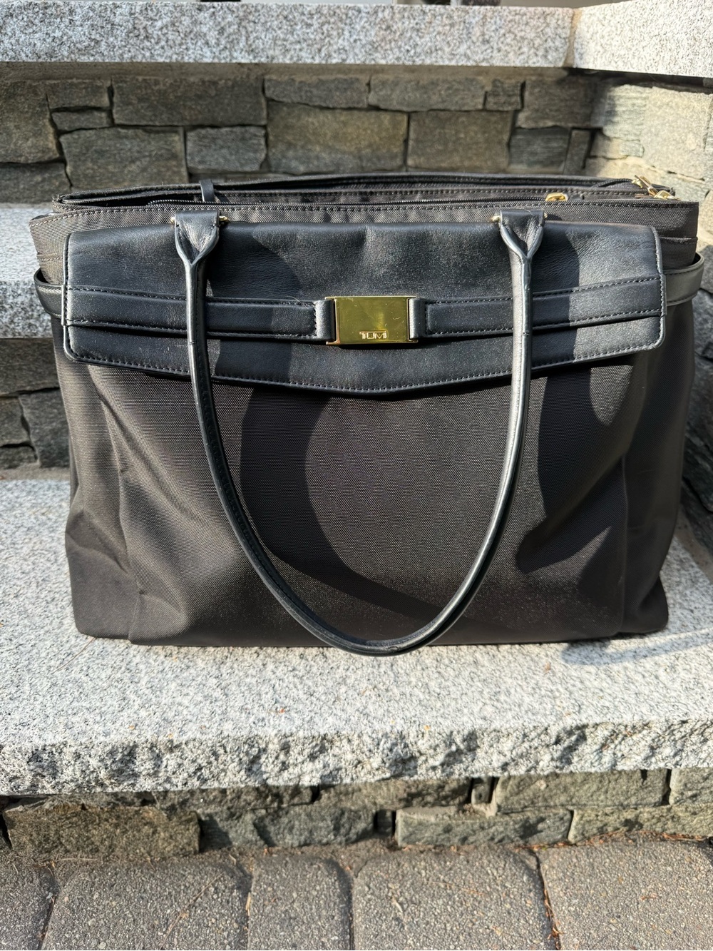 Tumi Larkin Hayward Triple Compartment Laptop Tote with gold-tone hardware